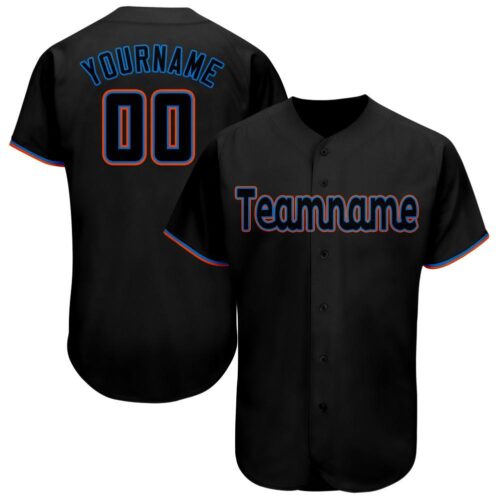 miami_0039 Custom Black Powder Blue-Orange Baseball Jersey