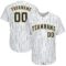 Custom White Royal Pinstripe Navy-Gold Baseball Jersey