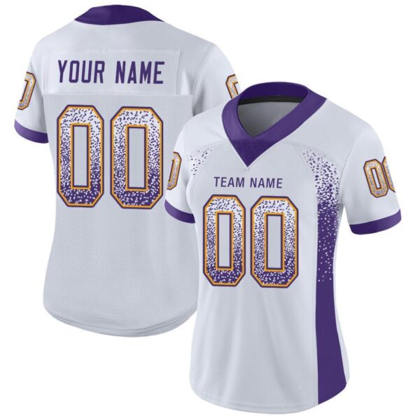 Custom White Purple-Gold Drift Fashion Football Jersey