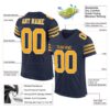 Custom Navy Gold-White Mesh Authentic Football Jersey
