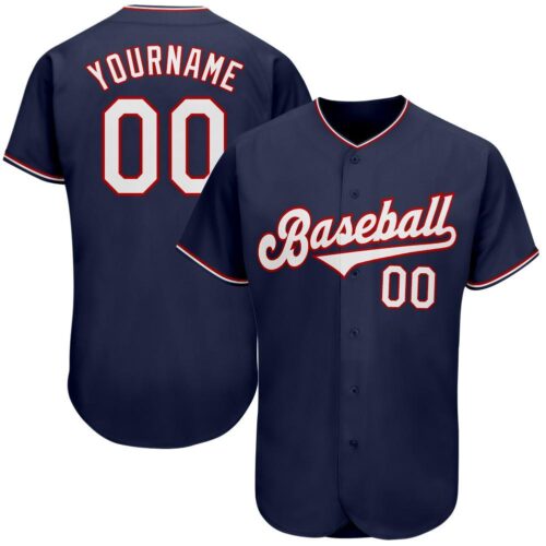 navy_0036 Custom Navy White-Red Authentic Baseball Jersey