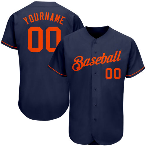 navy_0062 Custom Navy Orange Authentic Baseball Jersey