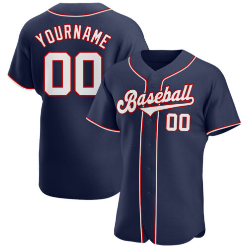 navy_0095 Custom Navy White-Red Authentic Baseball Jersey