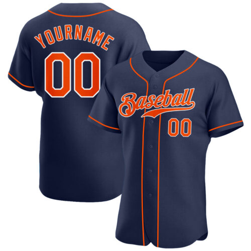 navy_0097 Custom Navy Orange-White Authentic Baseball Jersey
