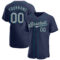 Custom Navy Gray-Teal Authentic Baseball Jersey