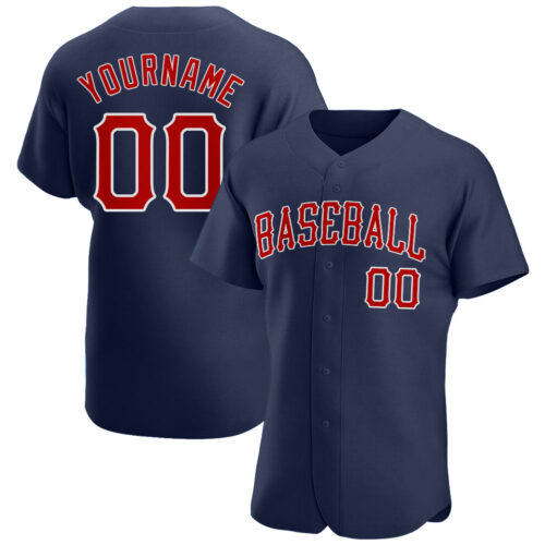navy_0106 Custom Navy Red-White Authentic Baseball Jersey