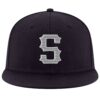 Custom Navy Gray-White Stitched Adjustable Snapback Hat