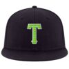 Custom Navy Neon Green-White Stitched Adjustable Snapback Hat