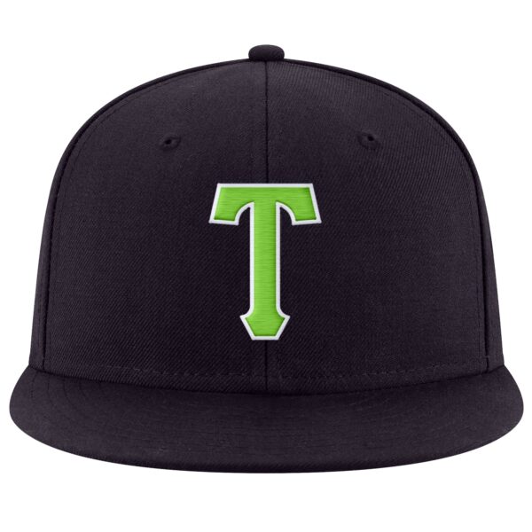 Custom Navy Neon Green-White Stitched Adjustable Snapback Hat
