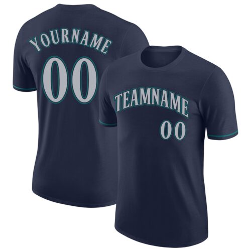 navy_0137 Custom Navy Gray-Aqua Performance T-Shirt