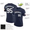 Custom Navy White Performance T-Shirt