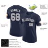 Custom Navy Gray-White Performance T-Shirt