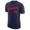 Custom Navy Red-Old Gold Performance T-Shirt