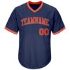 Custom Navy Orange-Gray Authentic Throwback Rib-Knit Baseball Jersey Shirt