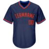Custom Navy Orange-Blue Authentic Throwback Rib-Knit Baseball Jersey Shirt