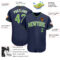 Custom Navy Neon Green-White Authentic Baseball Jersey