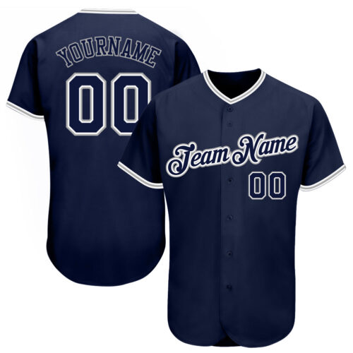navy_0162 Custom Navy Navy-Gray Authentic Baseball Jersey