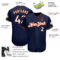 Custom Navy White-Orange Authentic Baseball Jersey
