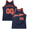 Custom Navy Orange-Gray Authentic Throwback Basketball Jersey