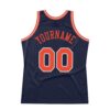 Custom Navy Orange-Gray Authentic Throwback Basketball Jersey