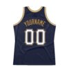 Custom Navy White-Old Gold Authentic Throwback Basketball Jersey