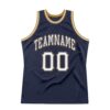 Custom Navy White-Old Gold Authentic Throwback Basketball Jersey