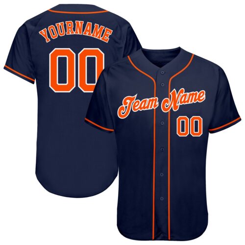 navy_0192 Custom Navy Orange-White Authentic Baseball Jersey