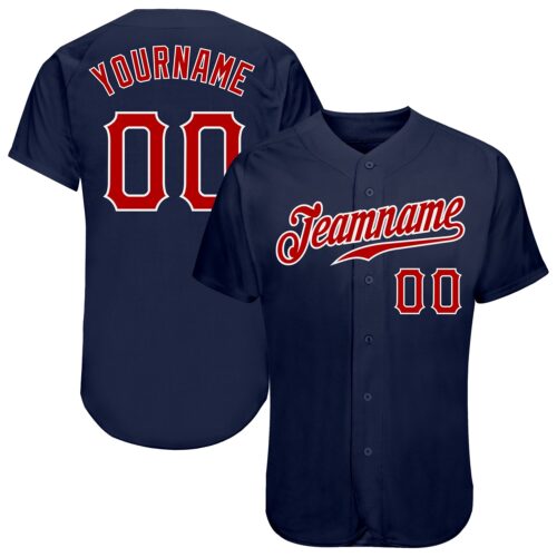 navy_0193 Custom Navy Red-White Authentic Baseball Jersey