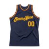 Custom Navy Gold-Orange Authentic Throwback Basketball Jersey