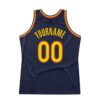 Custom Navy Gold-Orange Authentic Throwback Basketball Jersey