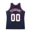 Custom Navy White-Red Authentic Throwback Basketball Jersey