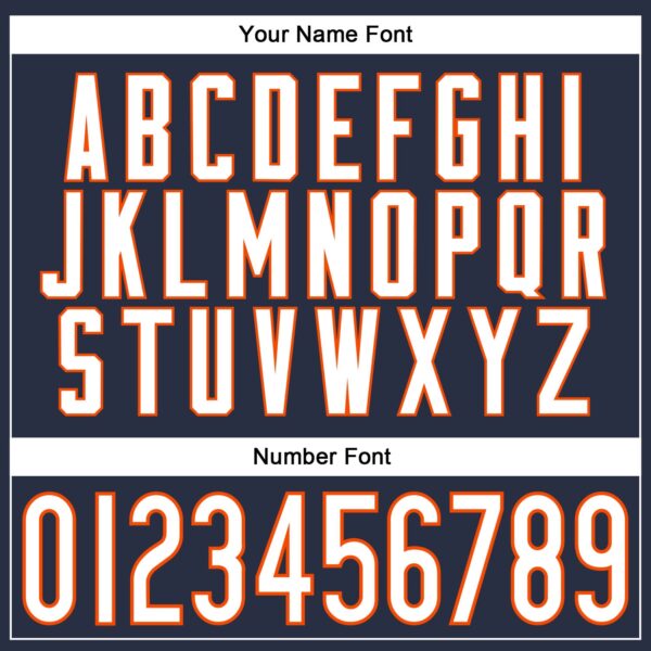 Custom Navy White-Orange Mesh Authentic Throwback Football Jersey