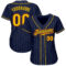 Custom Navy White Pinstripe Gold-Orange Authentic Baseball Jersey