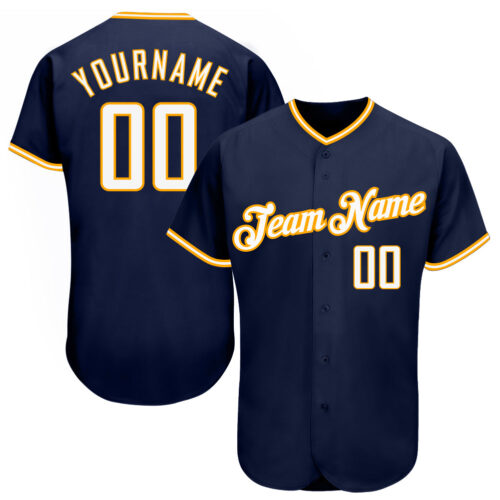navy_0227 Custom Navy White-Gold Authentic Baseball Jersey