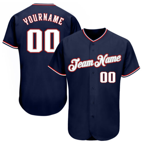 navy_0229 Custom Navy White-Red Authentic Baseball Jersey
