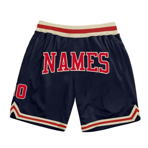 navy_0241 Custom Navy Red-Cream Authentic Throwback Basketball Shorts