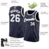 Custom Navy White Pinstripe White-Gray Authentic Basketball Jersey