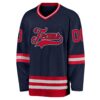 Custom Navy Red-Gray Hockey Jersey