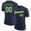 Custom Navy Neon Green-White Performance T-Shirt