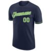 Custom Navy Neon Green-White Performance T-Shirt