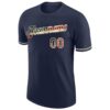 Custom Navy Vintage USA Flag-Cream Performance T-Shirt