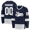 Custom Navy White-Gray Hockey Jersey