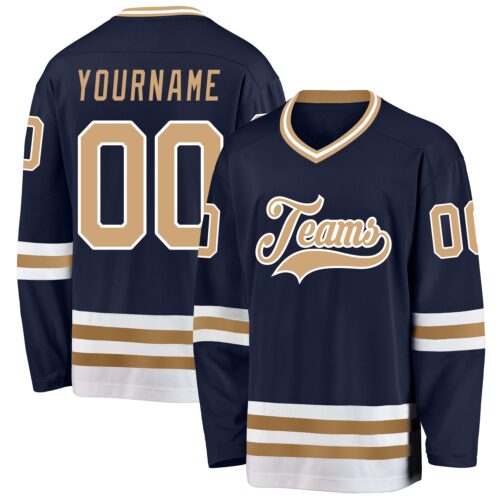 navy_0280 Custom Navy Old Gold-White Hockey Jersey