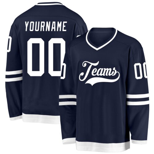 navy_0318 Custom Navy White Hockey Jersey