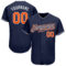 Custom Navy Orange-White Authentic Baseball Jersey