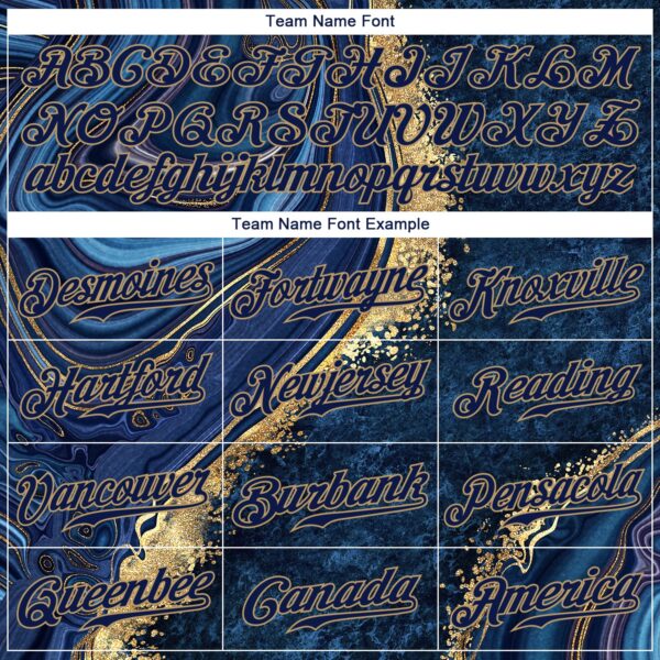 Custom Navy Navy-Old Gold 3D Pattern Design Marble Authentic Baseball Jersey