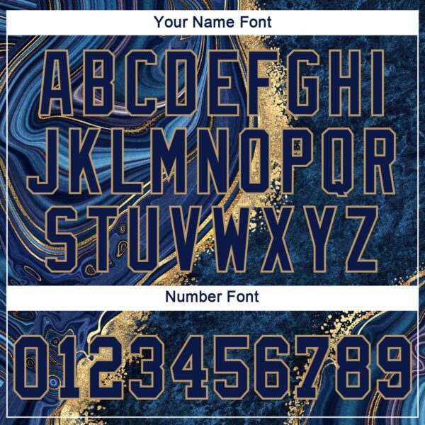 Custom Navy Navy-Old Gold 3D Pattern Design Marble Authentic Baseball Jersey