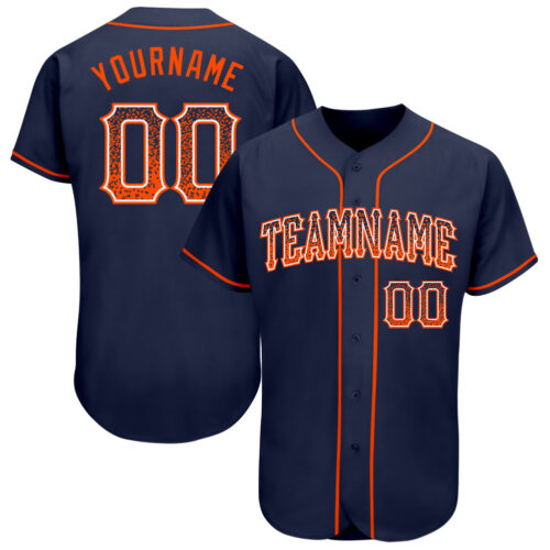 navy_0344 Custom Navy Orange-White Authentic Drift Fashion Baseball Jersey