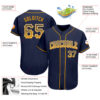 Custom Navy Gold-White Authentic Drift Fashion Baseball Jersey