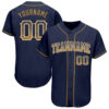 Custom Navy Old Gold-White Authentic Drift Fashion Baseball Jersey